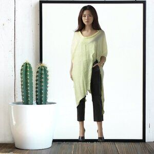 Tina Givens Ivory Penelope Oversized Lagenlook Long Sleeve Long Shirt, S…